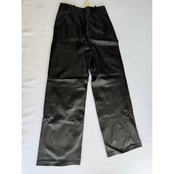 Loulou Studio Noro Lambskin Leather Pants Black Size Small High Rise Wide Leg - Picture 7 of 7